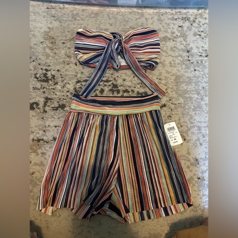 Colorful Striped Top & Bottoms